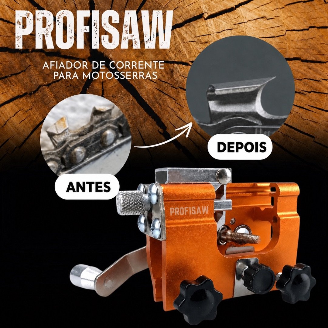 Comparação do dente da corrente antes e depois da afiação